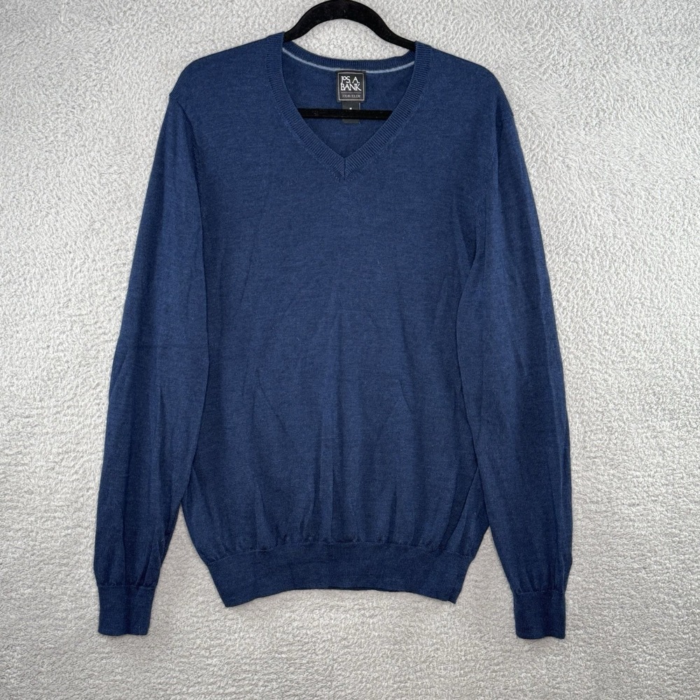 Jos A Bank Traveler V Neck Navy Blue Merino Wool Sweater‎ Mens XL Sweatshirt